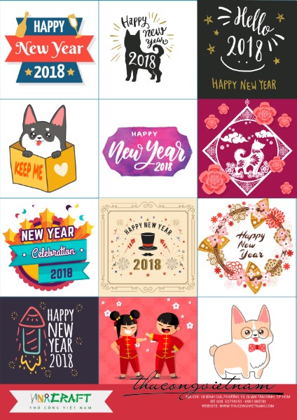 Sticker New Year 2018 mẫu 2